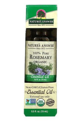 Nature's Answer 100% Pure Rosemary Essential Oil 15 ml, non-GMO, gluten-free, natural wellness product.